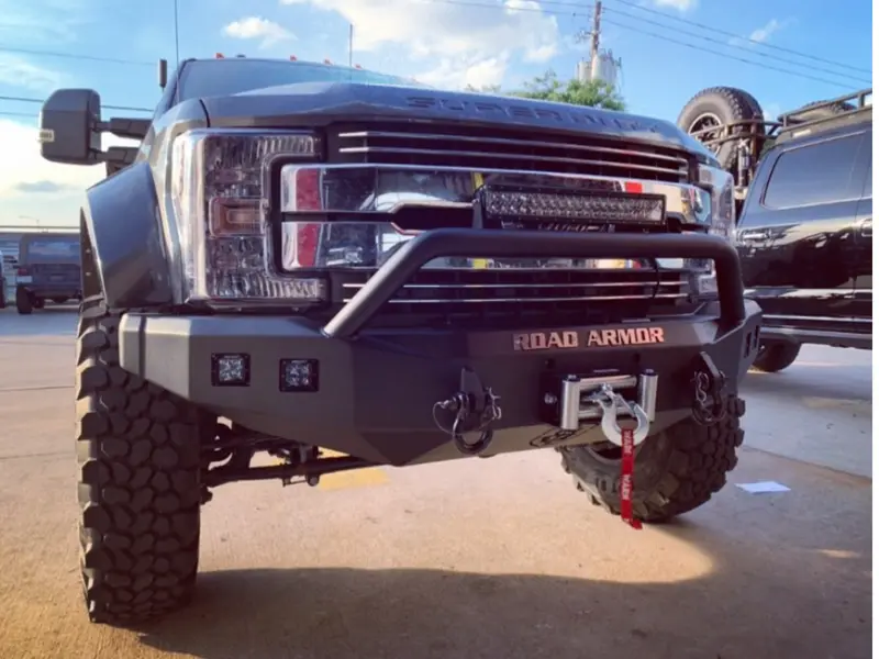Road Armor Stealth Front Winch Bumper Pre-Runner Guard - Texture Black 2017-2022 Ford F-450/F-550 1