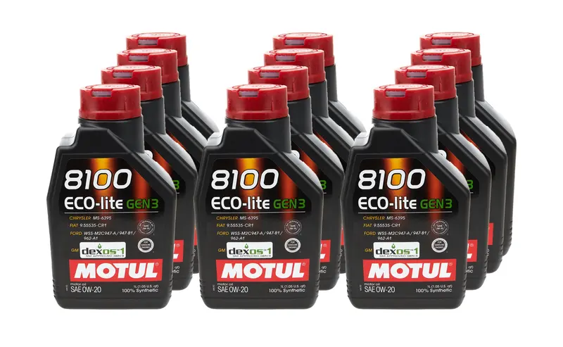 Motul 8100 Eco-Lite Gen3 0W-20 Full Synthetic Motor Oil — 12 X 1L Case (Part #111363-12) 1