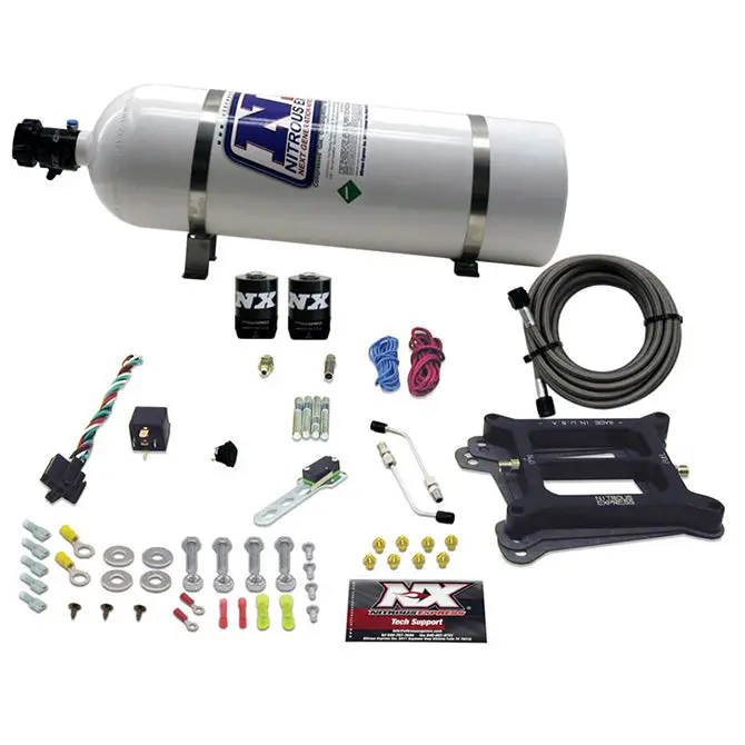 Nitrous Express Nx 50045-15 Alcohol-Compatible 4150 Four-Barrel Nitrous System – Includes 15-Lb Bottle 1