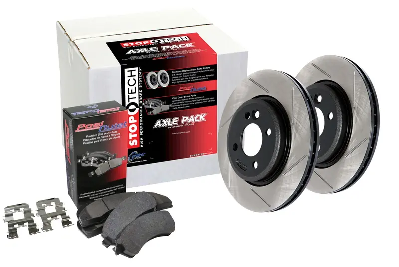 Stoptech 934.66001 Street Axle Pack – Front And Rear Slotted Brake Kit 1