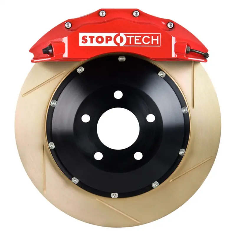 Stoptech St-6800 Big Brake Upgrade Kit – Red Calipers & Two-Piece Slotted Rotors (Front) 1